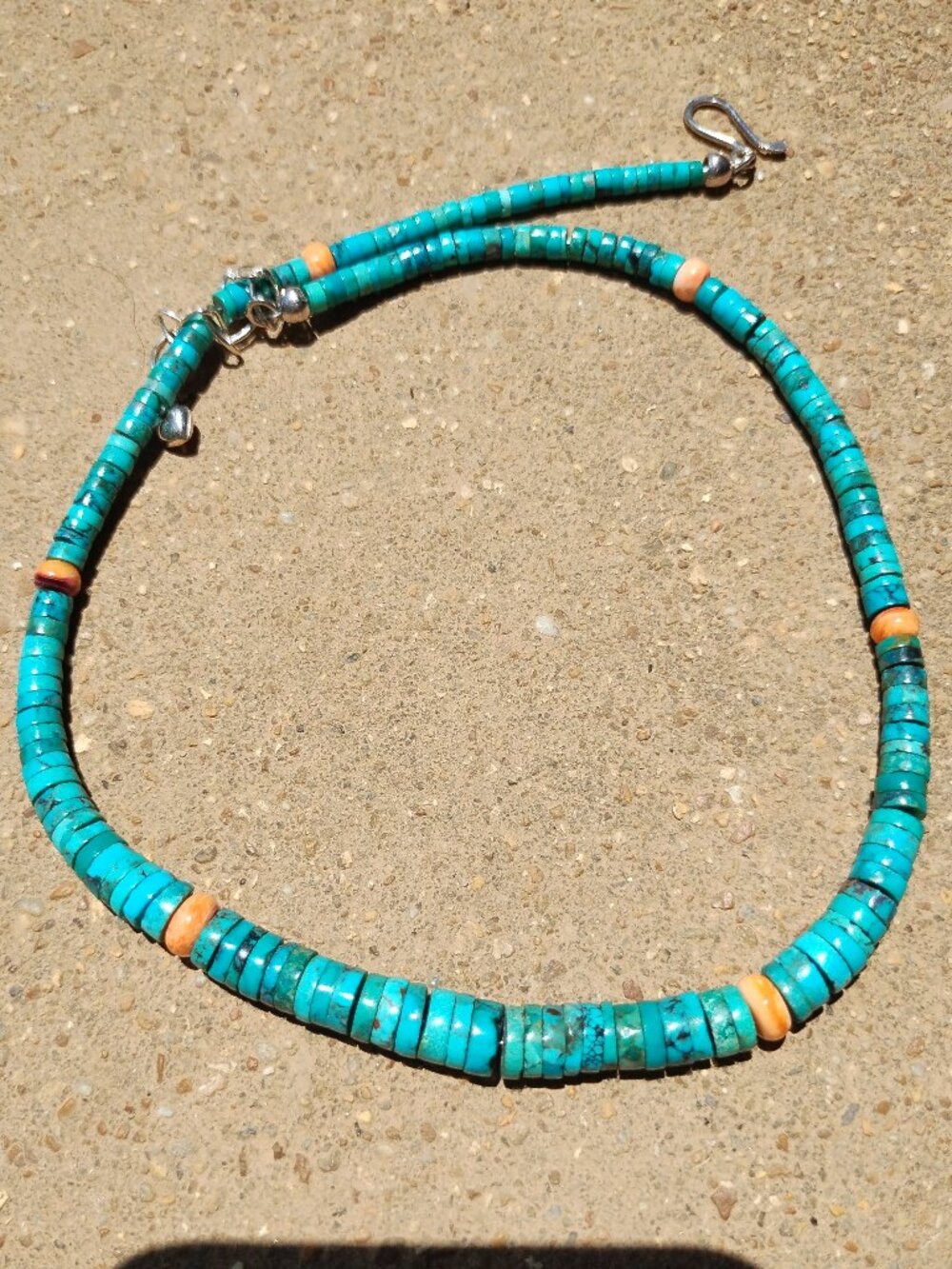 Jay King DTR Turquoise and spiny oyster necklace 925 Sterling Silver Southwester - Picture 8 of 12